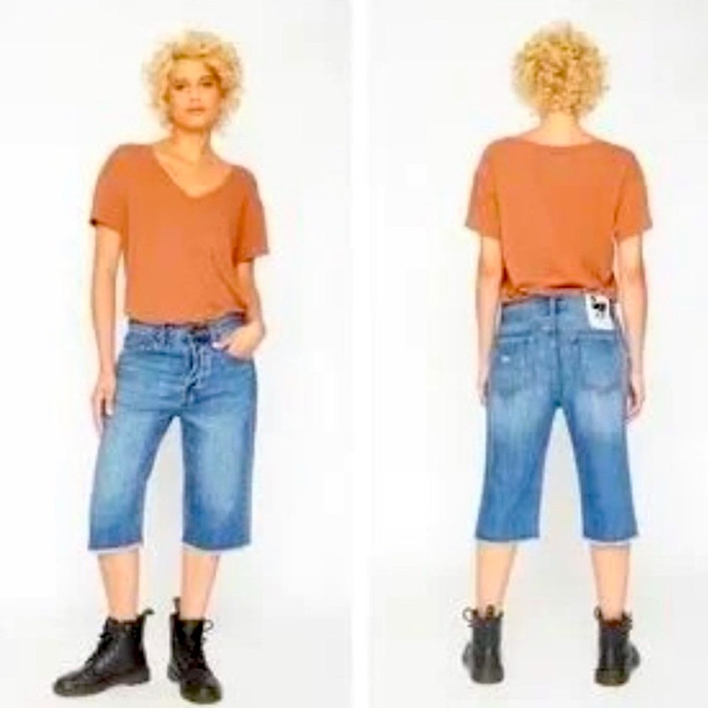 NWT Free People x Sandrine Rose Bermuda Jeans Shorts Women's Size 28 Blue